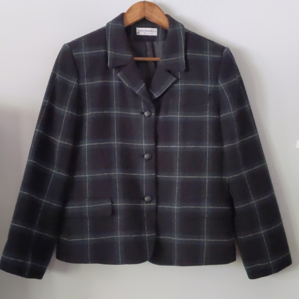 Wool Windowpane Plaid Jacket
